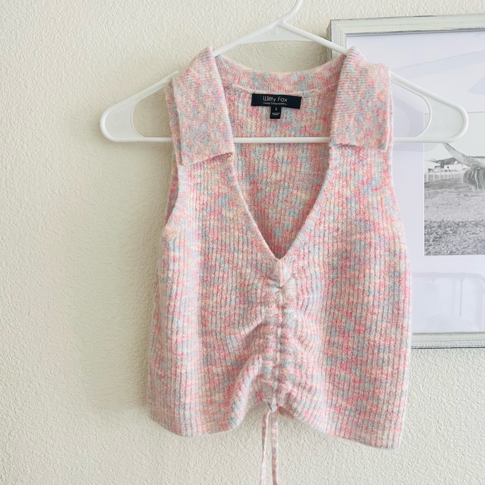 💗 Valentines Day 💗 Witty Fox Sweater Vest Cropped Top Sleeveless